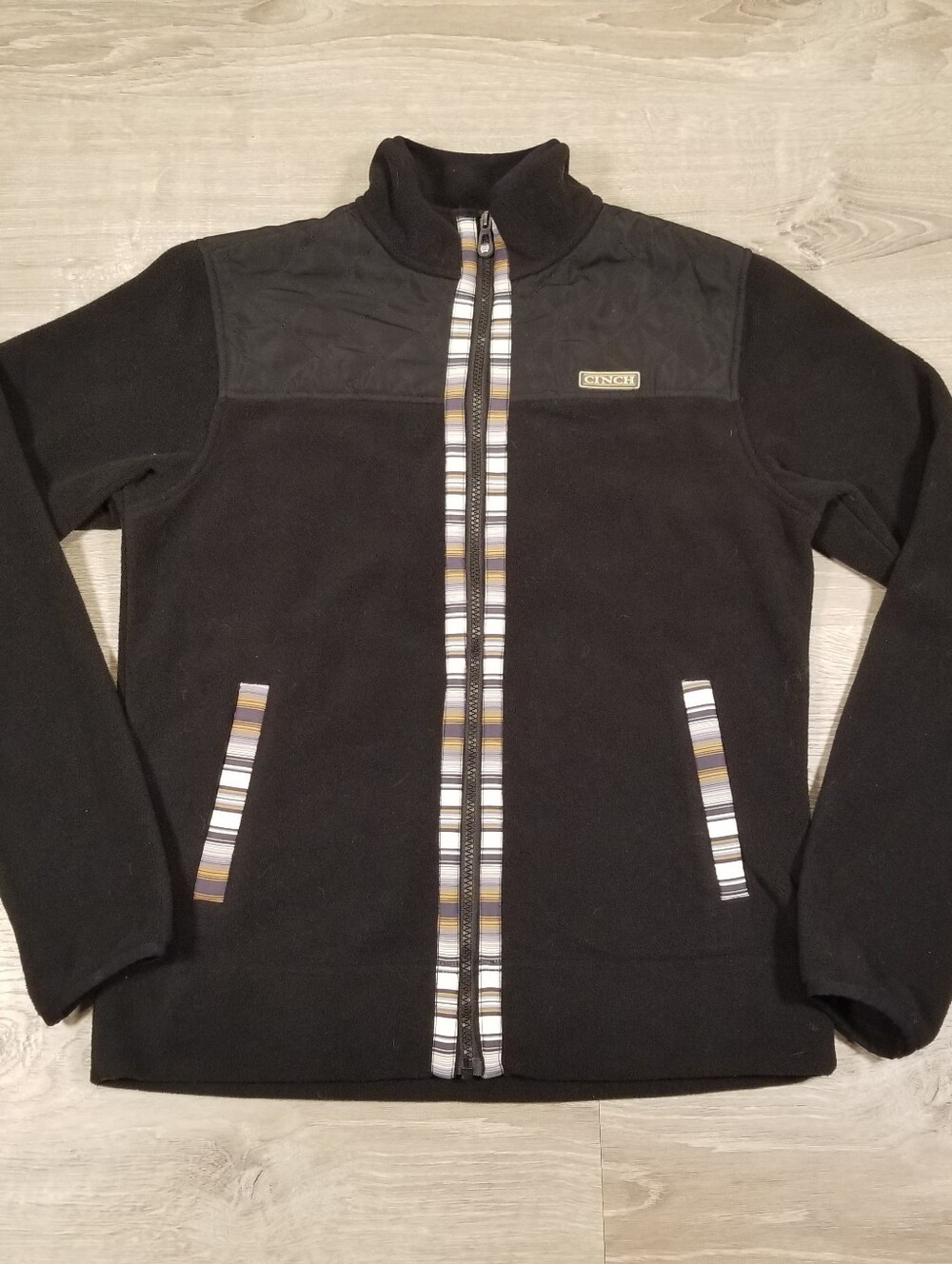 Cinch Polar Fleece Quilted Full Zip Jacket Aztec Womens Medium Black Western